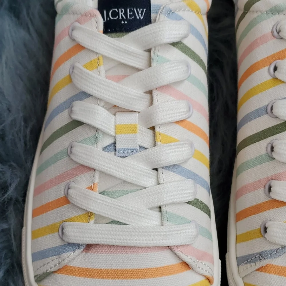 NIB J. Crew Printed Canvas Striped Sneakers